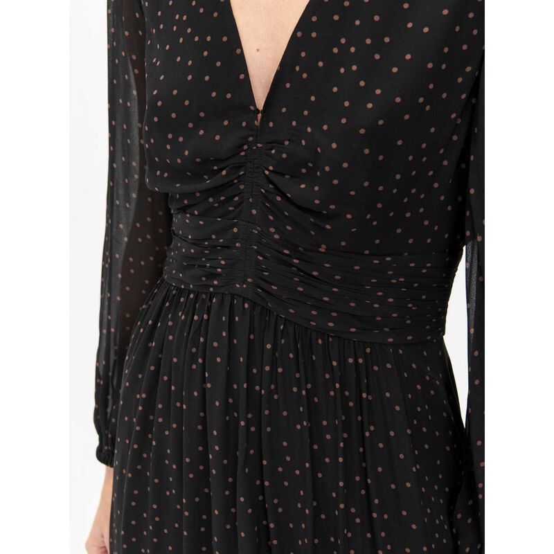 Veronika Maine Spotted Georgette Gathered V-Neck Dress image number 2